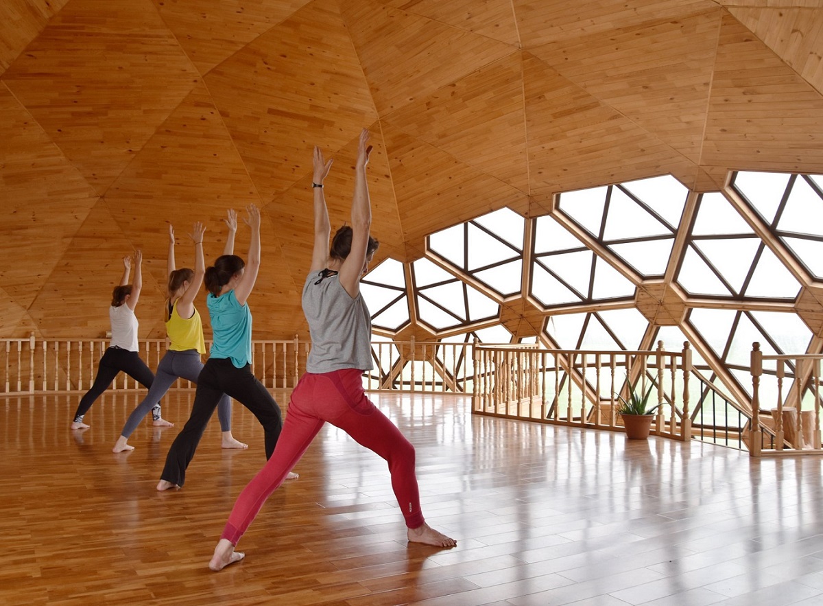 Yoga session in Dome at Harganat